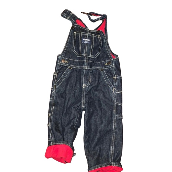 Oshkosh B’gosh lined denim overalls unisex 12 mos - Picture 2 of 2